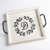 Decorative Trays-Kirkland's Home Monogram D Wood Tray With Handles White