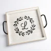 Decorative Trays-Kirkland's Home Monogram L Wood Tray With Handles White