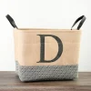 Baskets & Boxes-Kirkland's Home Monogrammed D Black Diamond Jute Storage Bin Tan/Black