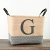 Baskets & Boxes-Kirkland's Home Monogrammed G Black Diamond Jute Storage Bin Tan/Black