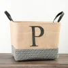 Baskets & Boxes-Kirkland's Home Monogrammed P Black Diamond Jute Storage Bin Tan/Black