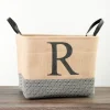 Baskets & Boxes-Kirkland's Home Monogrammed R Black Diamond Jute Storage Bin Tan/Black