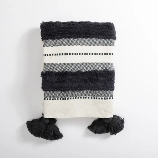Blankets & Throws-Kirkland's Home Montauk Cotton Tufted Throw Gray
