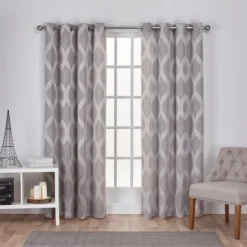 Curtains & Drapes-Kirkland's Home Monte Curtain Panel Set, 108 In. Gray