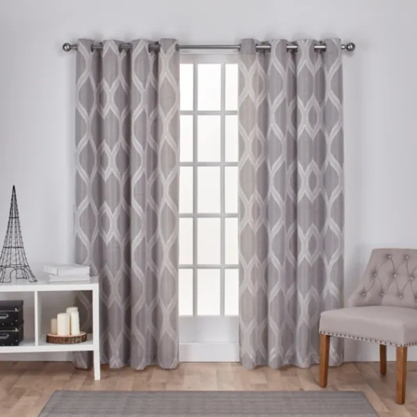 Curtains & Drapes-Kirkland's Home Monte Curtain Panel Set, 108 In. Gray