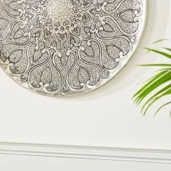 Wall Plaques-Kirkland's Home Mosaic Round Metal Wall Plaque Silver