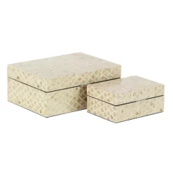 Baskets & Boxes-Kirkland's Home Mother Of Pearl 2-Pc. Box Set Tan/White