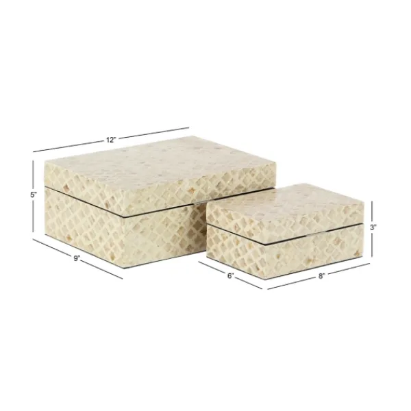 Baskets & Boxes-Kirkland's Home Mother Of Pearl 2-Pc. Box Set Tan/White