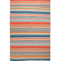 Outdoor Rugs-Kirkland's Home Multi Dhurri Stripe Indoor/Outdoor Area Rug, 5X7 Blue/Orange/Multi