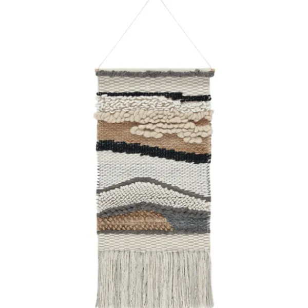 Wall Plaques-Kirkland's Home Multicolor Abstract Woven Fringe Wall Hanging Tan