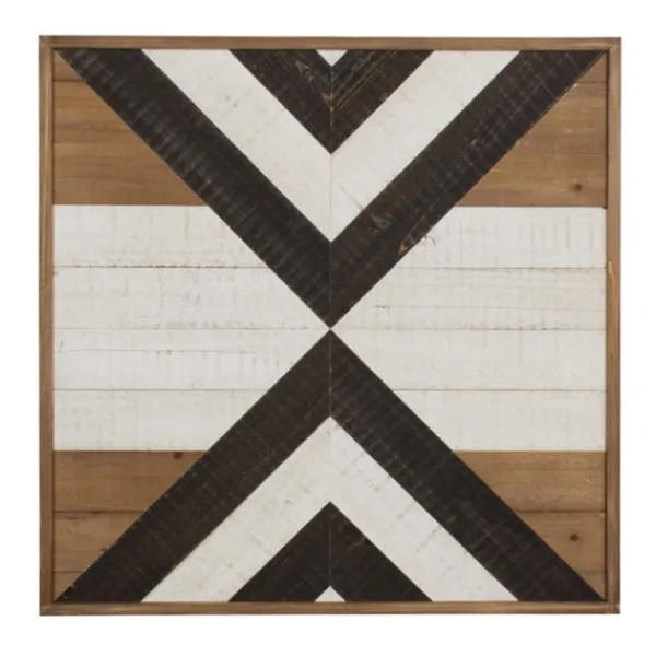 Wall Plaques-Kirkland's Home Multicolor Baralt Shiplap Wood Wall Plaque Brown/Black/White