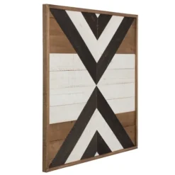 Wall Plaques-Kirkland's Home Multicolor Baralt Shiplap Wood Wall Plaque Brown/Black/White
