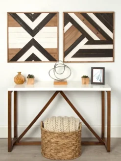 Wall Plaques-Kirkland's Home Multicolor Baralt Shiplap Wood Wall Plaque Brown/Black/White