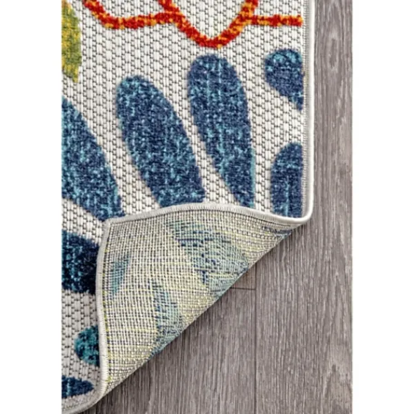 Outdoor Rugs-Kirkland's Home Multicolor Burst Indoor/Outdoor Area Rug, 5X8 Blue/Orange/Green