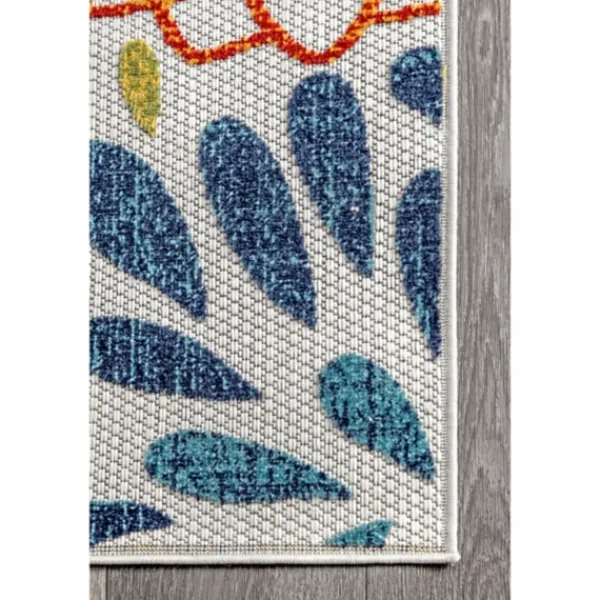 Outdoor Rugs-Kirkland's Home Multicolor Burst Indoor/Outdoor Area Rug, 5X8 Blue/Orange/Green