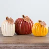 Decorative Accents-Kirkland's Home Multicolor Ceramic Pumpkins, Set Of 3 Orange/Red/Ivory