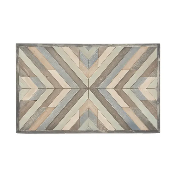 Wall Plaques-Kirkland's Home Multicolor Criss Cross Chevron Wood Wall Plaque Brown/Gray