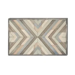 Wall Plaques-Kirkland's Home Multicolor Criss Cross Chevron Wood Wall Plaque Brown/Gray