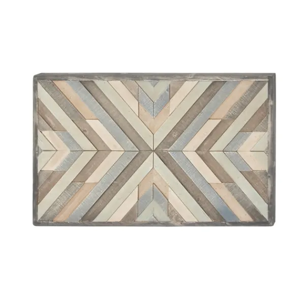 Wall Plaques-Kirkland's Home Multicolor Criss Cross Chevron Wood Wall Plaque Brown/Gray