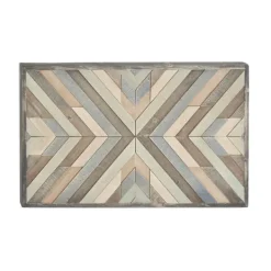 Wall Plaques-Kirkland's Home Multicolor Criss Cross Chevron Wood Wall Plaque Brown/Gray
