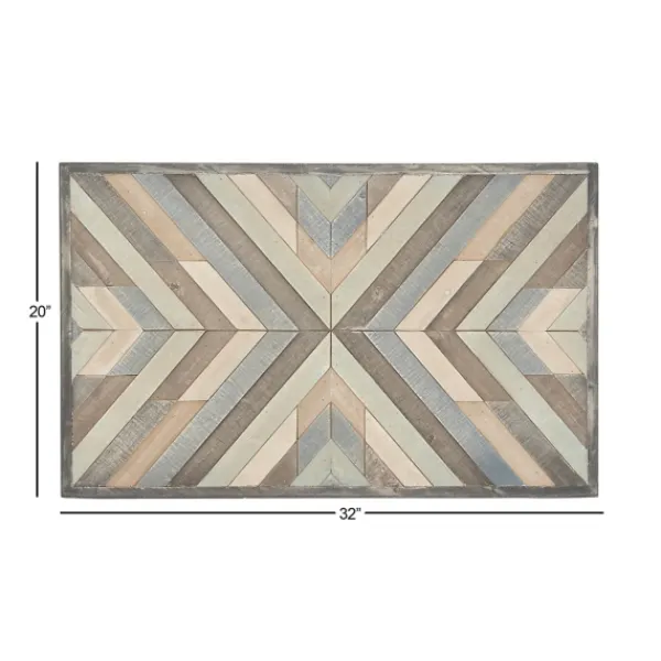 Wall Plaques-Kirkland's Home Multicolor Criss Cross Chevron Wood Wall Plaque Brown/Gray