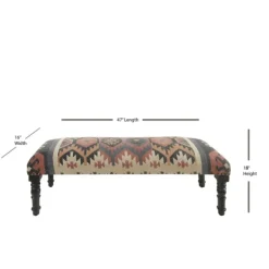 Benches & Ottomans-Kirkland's Home Multicolor Southwestern Geometric Bench Ivory/Red/Multi