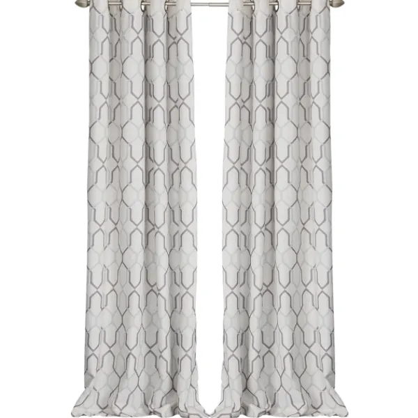 Curtains & Drapes-Kirkland's Home Mushroom Interlock Single Curtain Panel, 84 In. Gray/Ivory