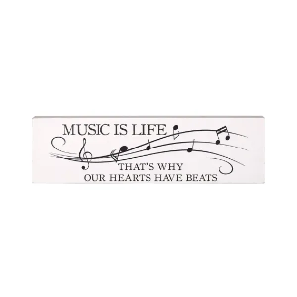 Wall Quotes & Signs-Kirkland's Home Music Is Life Wall Plaque White/Black