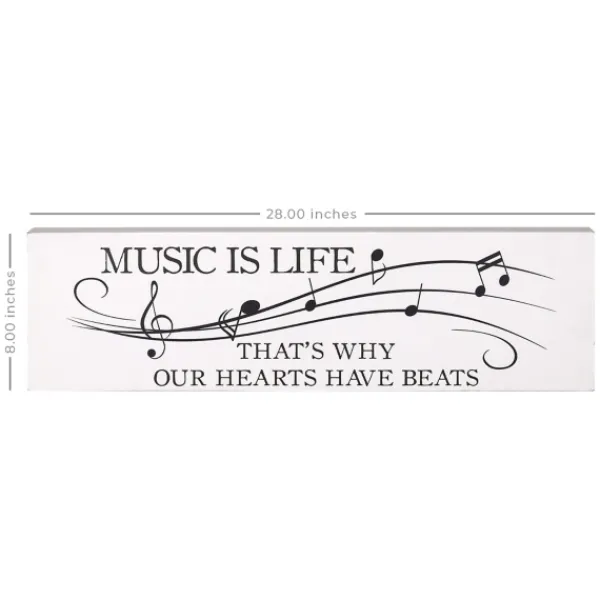 Wall Quotes & Signs-Kirkland's Home Music Is Life Wall Plaque White/Black