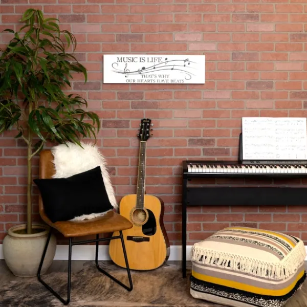 Wall Quotes & Signs-Kirkland's Home Music Is Life Wall Plaque White/Black