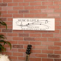 Wall Quotes & Signs-Kirkland's Home Music Is Life Wall Plaque White/Black
