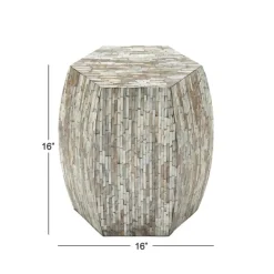 Accent & End Tables-Kirkland's Home Mussel Shell Hexagonal Accent Table Multi