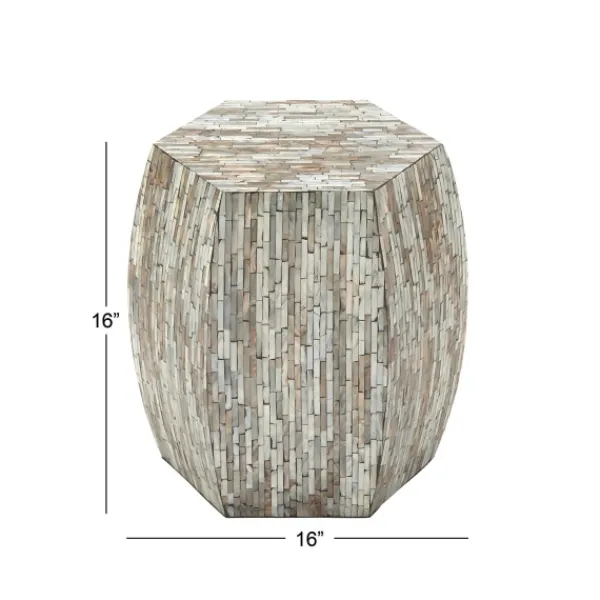 Accent & End Tables-Kirkland's Home Mussel Shell Hexagonal Accent Table Multi