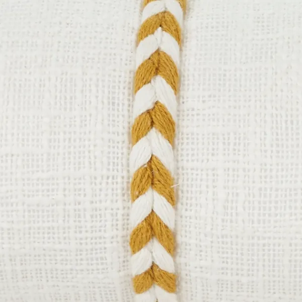 Pillows-Kirkland's Home Mustard Braided Twist Lumbar Throw Pillow Yellow/White