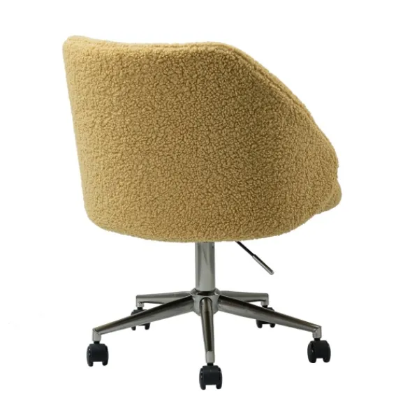 Office Furniture-Kirkland's Home Mustard Sherpa Upholstered Swivel Office Chair Yellow