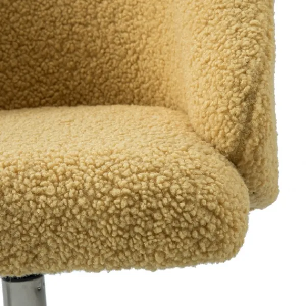 Office Furniture-Kirkland's Home Mustard Sherpa Upholstered Swivel Office Chair Yellow