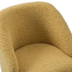 Office Furniture-Kirkland's Home Mustard Sherpa Upholstered Swivel Office Chair Yellow