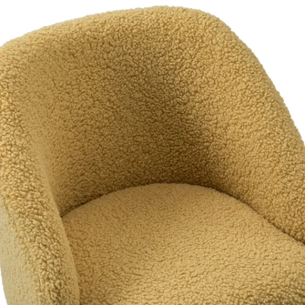 Office Furniture-Kirkland's Home Mustard Sherpa Upholstered Swivel Office Chair Yellow