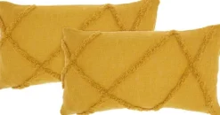 Pillows-Kirkland's Home Mustard Tufted Diamond Lumbar Pillows, Set Of 2 Yellow