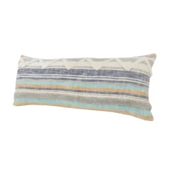 Pillows-Kirkland's Home Myrtle Tufted Stripes Lumbar Pillow Blue/Gray/Ivory
