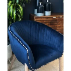 Accent Chairs-Kirkland's Home Nadia Navy Velvet Club Chair Blue