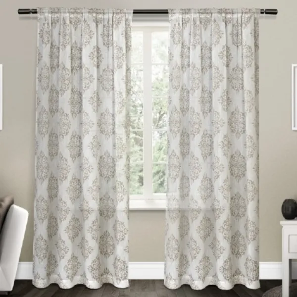 Curtains & Drapes-Kirkland's Home Nagano Linen Curtain Panel Set, 96 In. Tan