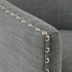 Accent Chairs-Kirkland's Home Nailhead Swivelling Barrel Accent Chair Gray