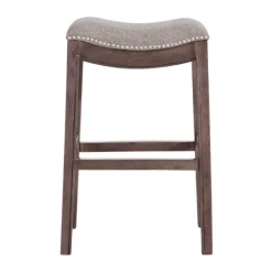 Bar Stools & Counter Height Stools-Kirkland's Home Nailhead Trim Saddle Bar Stool Gray