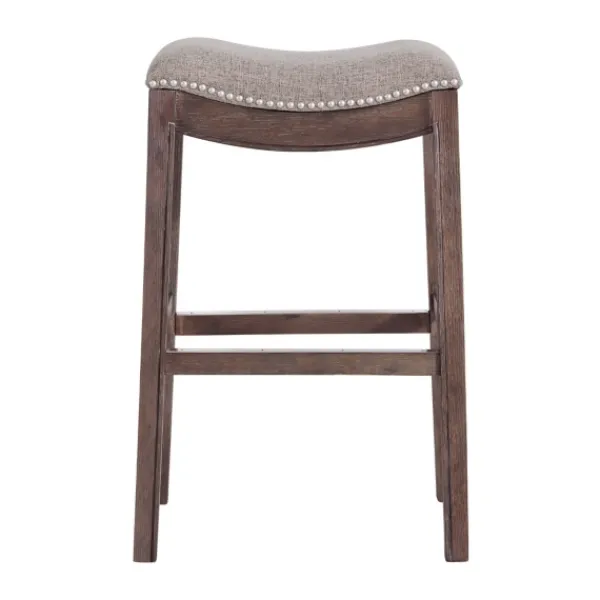 Bar Stools & Counter Height Stools-Kirkland's Home Nailhead Trim Saddle Bar Stool Gray