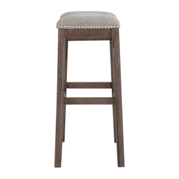 Bar Stools & Counter Height Stools-Kirkland's Home Nailhead Trim Saddle Bar Stool Gray