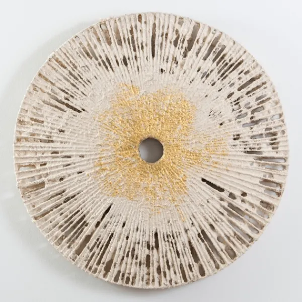 Wall Plaques-Kirkland's Home Nala Gold Leaf Paper Pulp Medallion Plaque Ivory/Gold