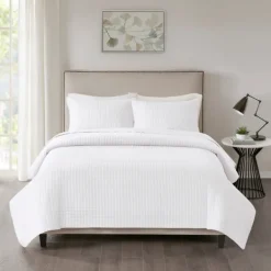 Bedspreads & Coverlets-Kirkland's Home Nash 3-Pc. Reversible King Coverlet Set White