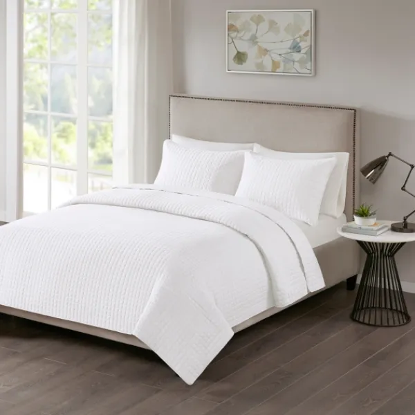 Bedspreads & Coverlets-Kirkland's Home Nash 3-Pc. Reversible King Coverlet Set White