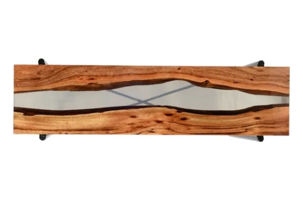 Console Tables-Kirkland's Home Natural Acacia Wood And Acrylic Top Console Table Tan